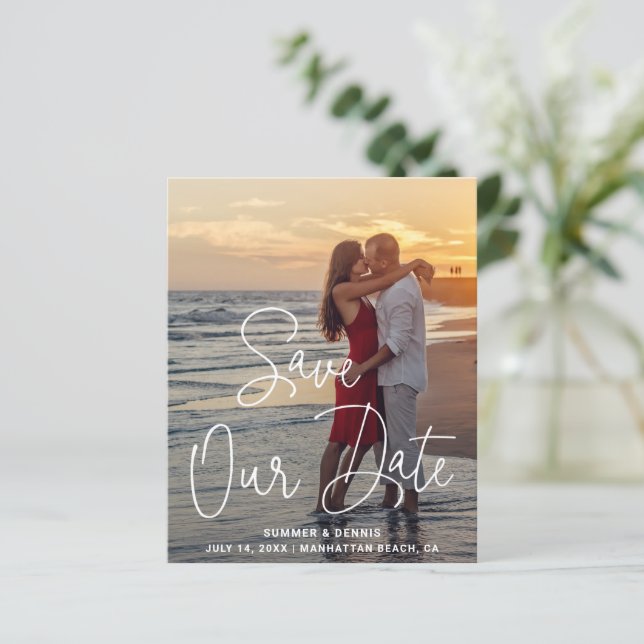 Modern Elegant Photo Budget Wedding Save the Date (Standing Front)