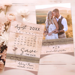 Modern Elegant Photo Calendar Blush Wildflower Save The Date