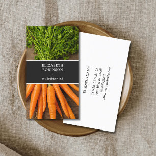 Modern Elegant Photo Carrots Nutritionist Business Card