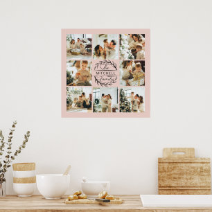 Modern Elegant Photo Collage Blush Pink Keepsake Poster