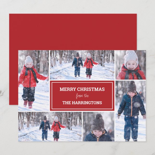 Modern Elegant Photo Collage Card for Christmas (Front/Back)