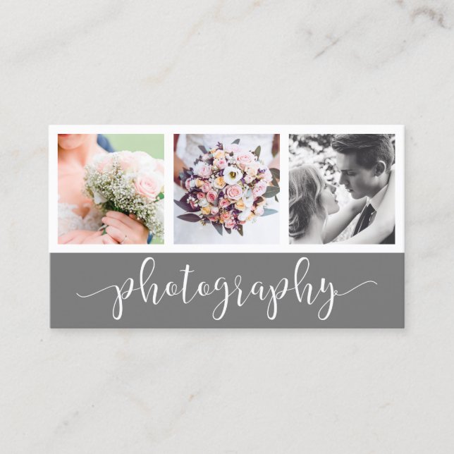 Modern elegant photo collage photography business card (Front)