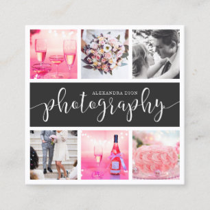 Modern elegant photo collage photography square business card