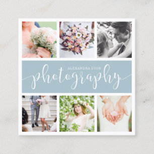 Modern elegant photo collage photography square business card