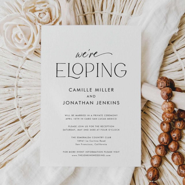Modern Elegant Photo Elopement Reception Invitation (Modern Minimalist Eloping Reception Announcement invite)