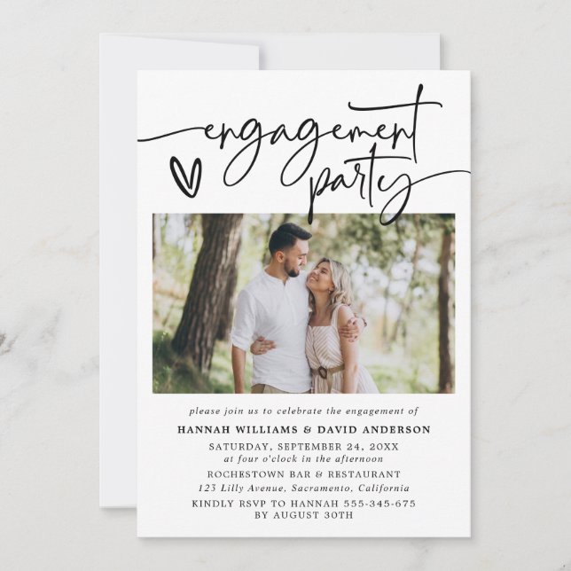 Modern Elegant Photo Engagement Party Invitation (Front)