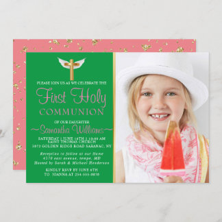 Modern Elegant Photo First Communion Invitation