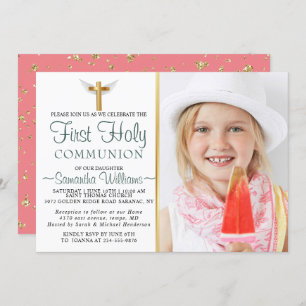 Modern Elegant Photo First Communion Invitation