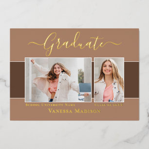 Modern Elegant Photo Foil Graduation Announcement