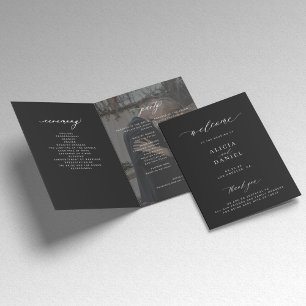 Modern elegant photo folded wedding programme