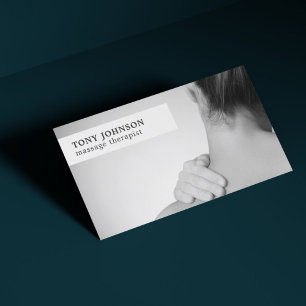 Modern Elegant Photo Grey Massage Therapist Business Card