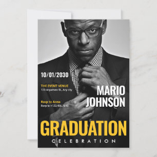 Modern Elegant Photo Magazine Cover Graduation Invitation