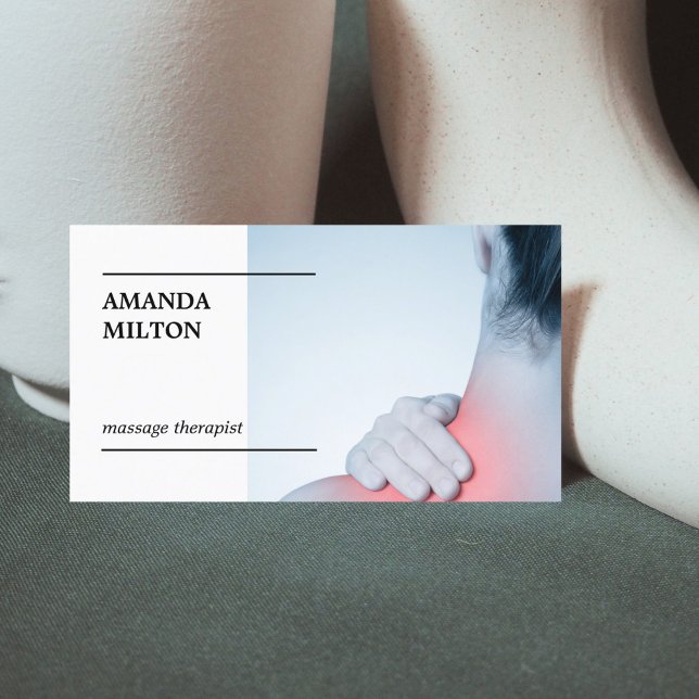 Modern Elegant Photo Massage Therapist Business Ca Card (Creator Uploaded)