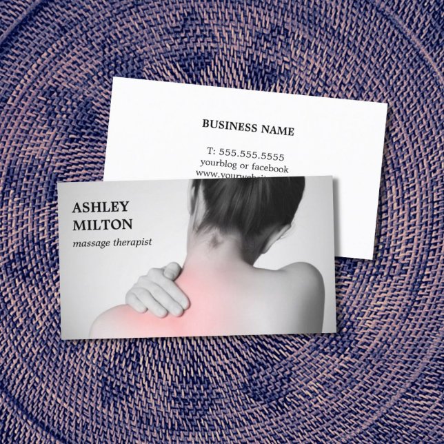 Modern Elegant Photo Massage Therapist  Business Card (Creator Uploaded)