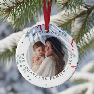 Modern Elegant Photo Merry Christmas  Ceramic Tree Decoration