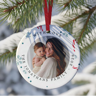 Modern Elegant Photo Merry Christmas Ceramic Tree Decoration