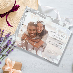 Modern Elegant Photo Overlay Minimalist QRC Announcement Postcard