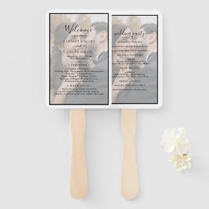 Modern Elegant Photo Overlay Wedding Program Hand Fan