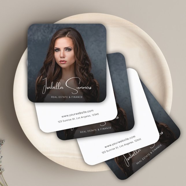 Modern Elegant Photo Realtor Finance Professional Square Business Card (Modern Elegant Photo Realtor Finance Professional Square Business Card)