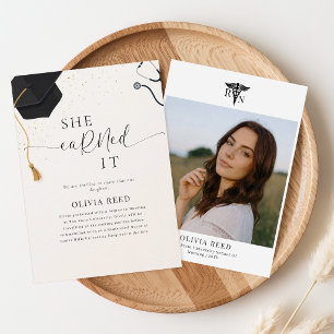 Modern Elegant Photo RN Nursing Graduation Announcement