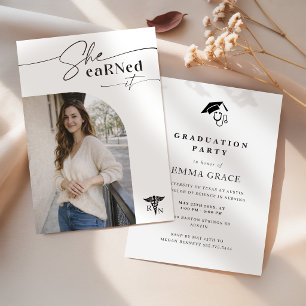 Modern Elegant Photo RN Nursing Graduation Invitation