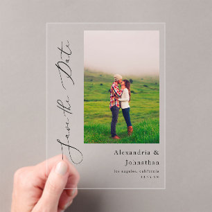 Modern Elegant Photo Save the Date Acrylic Invitations