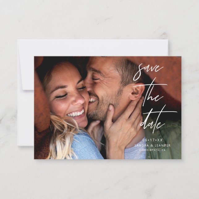 Modern Elegant Photo Save the Date Card (Front)