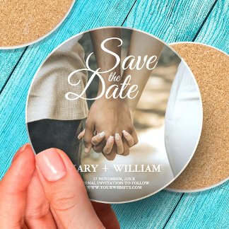 Modern Elegant Photo Save The Date Elegant Wedding Coaster