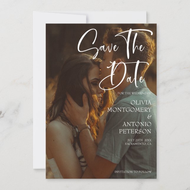Modern Elegant Photo Save The Date  Invitation (Front)
