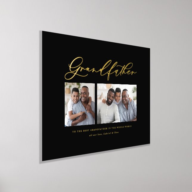Modern elegant photo script grandfather gift foil  foil prints (Laydown)