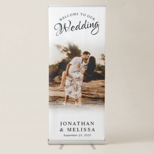 Modern Elegant Photo Script Wedding Welcome Retractable Banner