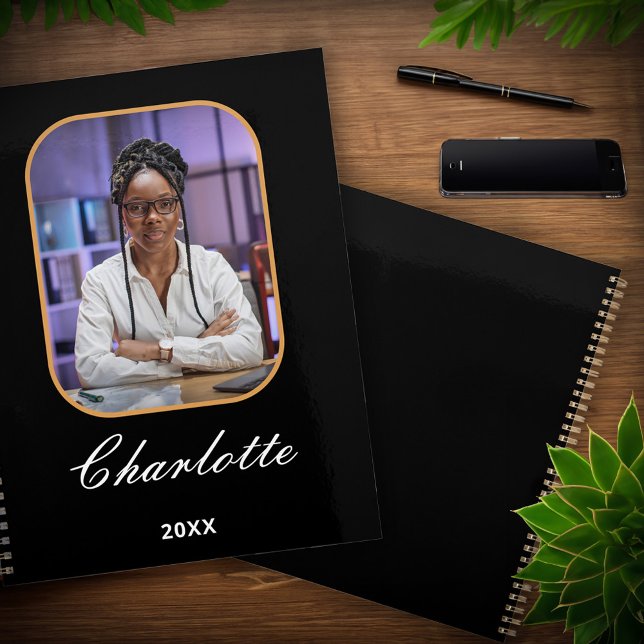 Modern Elegant Photo Stylish Black Personalise Planner (Modern Elegant Photo Stylish Black Personalize Planner is great to use everyday or give as a gift. )