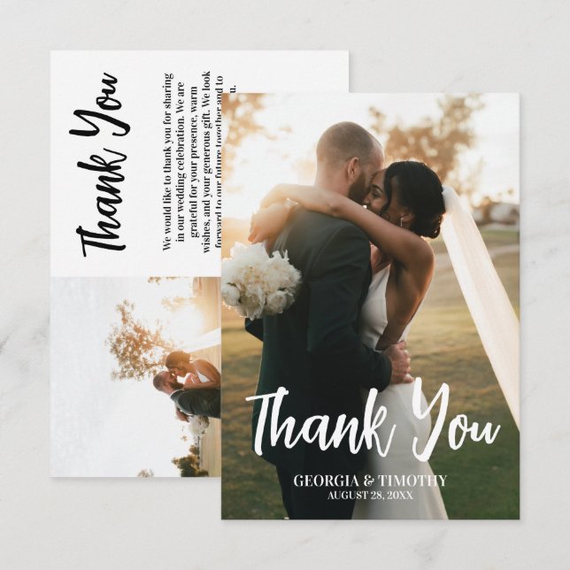 Modern, Elegant Photo Thank You Card (Front/Back)