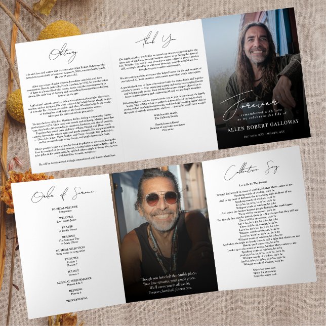 Modern Elegant Photo Tri-Fold Funeral Program (Creator Uploaded)