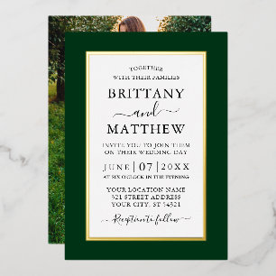 Modern Elegant Photo Wedding Green Gold