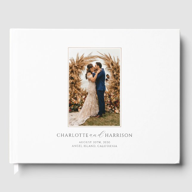 Modern Elegant Photo Wedding Guest Book (Front)