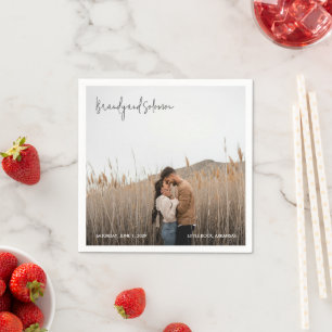 Modern Elegant Photo Wedding Napkin
