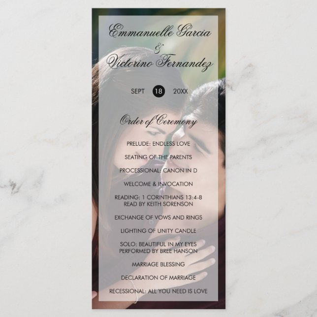 Modern Elegant Photo Wedding Programme (Front)