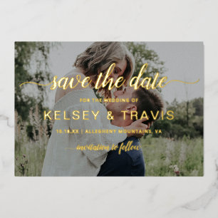 Modern Elegant Photo Wedding Save The Date Gold