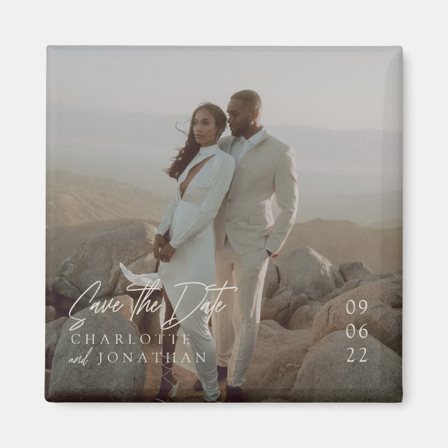 Modern Elegant Photo Wedding Save The Date Magnet (Front)