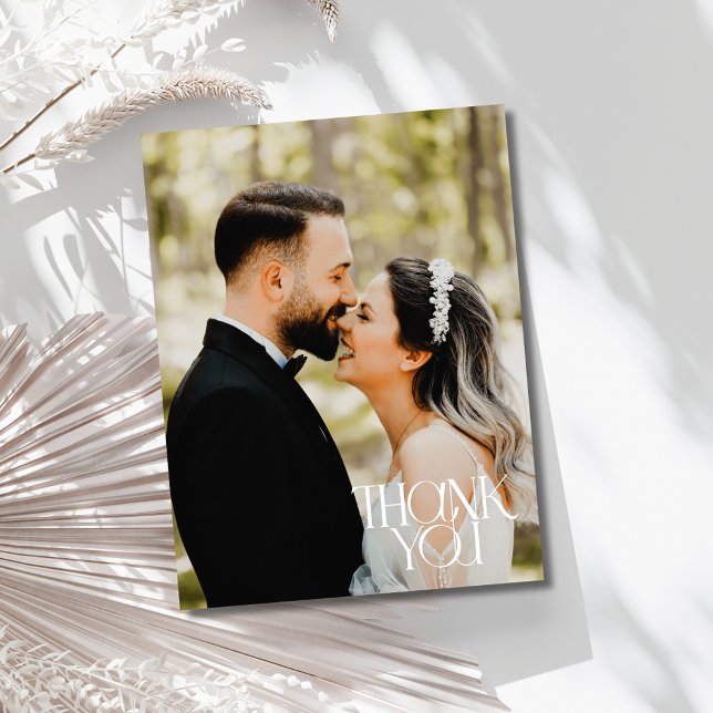 Modern Elegant Photo Wedding Thank You Card (Modern Elegant Photo Wedding Thank You Card)