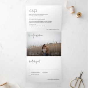 Modern Elegant Photo Wedding Tri-Fold Invitation