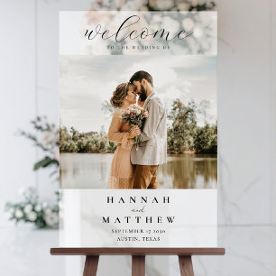 Modern Elegant Photo Wedding Welcome Acrylic Sign