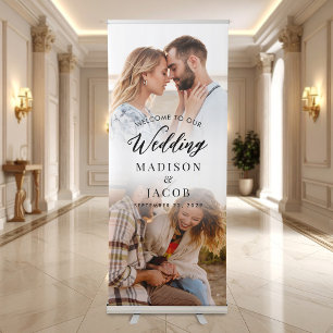 Modern Elegant Photo Wedding Welcome Retractable Banner
