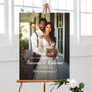 Modern elegant photo wedding welcome sign