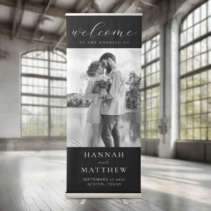 Modern Elegant Photo Wedding Welcome Sign Banner