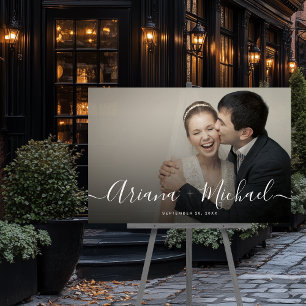 Modern Elegant Photo Welcome Name Keepsake Wedding Acrylic Sign