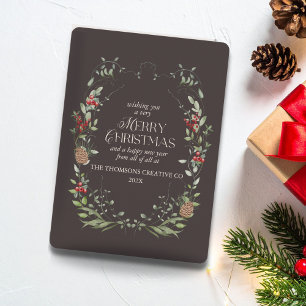 Modern Elegant Pine Botanical Corporate Christmas Holiday Card