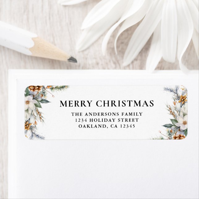 Modern Elegant  Pine Tree Greenery Merry Christmas (Insitu)