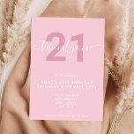 Modern Elegant Pink 21st Birthday Invitation<br><div class="desc">Modern girly feminine pink 21st Birthday Invitation. Minimalist 21st birthday invitation template design featuring elegant calligraphy hand lettered script font.</div>